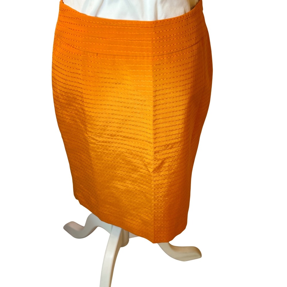 Orange Pencil Skirt‎ Woven Textured Office Career Cocktail Party